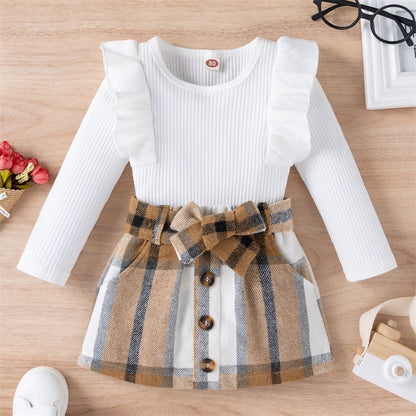 Ribbed Solid Color Baby Clothes Set